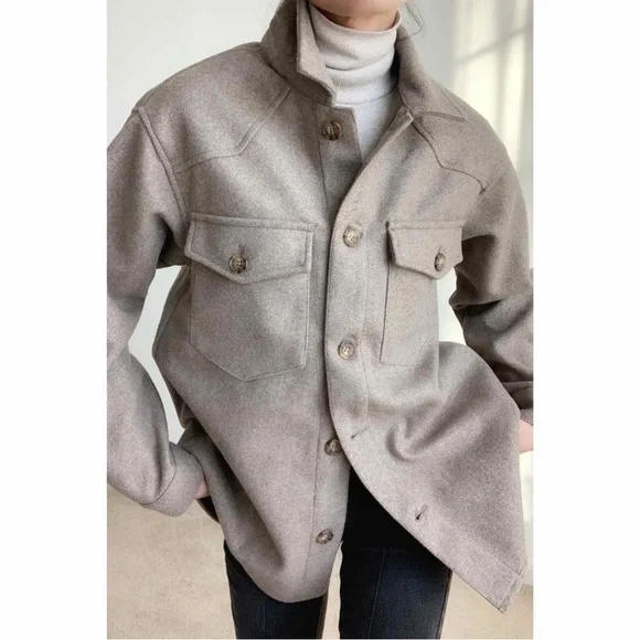 THE CASHMERE LIKE SHACKET - FAWN - Picture 7 of 12